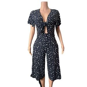 324/Navy Star Print Jumpsuit